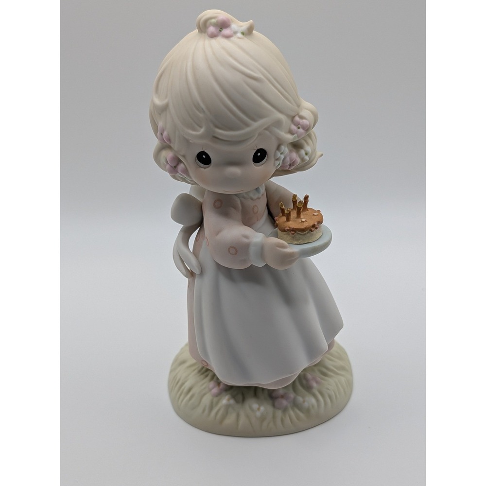 Precious Moments May Your Birthday Be A Blessing Girl with Cake Figurine